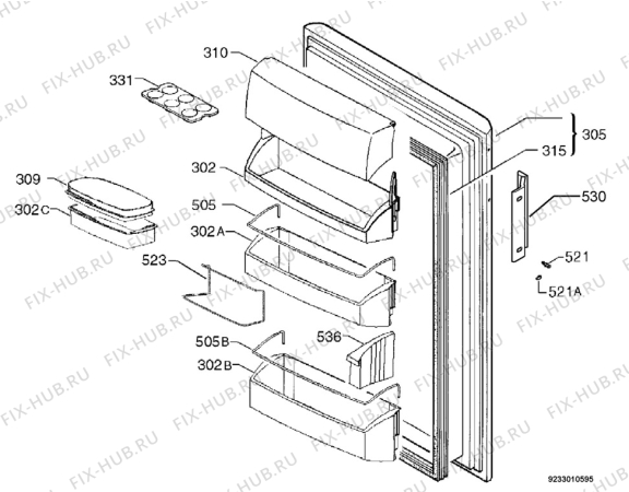 Взрыв-схема холодильника Aeg Electrolux S70170TK - Схема узла Door 003